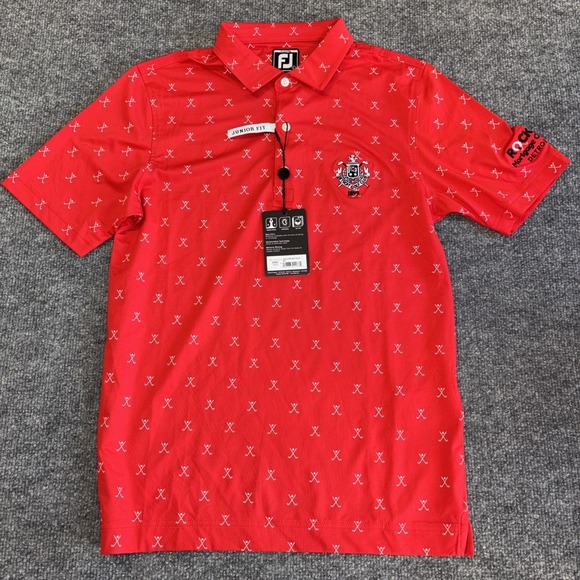 FootJoy Other - Footjoy Junior L Golf Shirt Red Detroit Golf Club Print Polo 20424 Boys Large